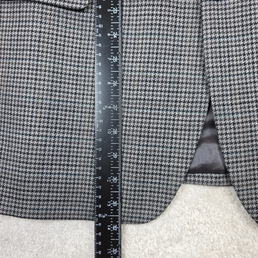 Ralph Lauren Blazer Mens 44R Gray Houndstooth Wool Single Breasted Formal Lined